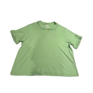 Women's Blair Short Sleeve Polo Shirt Green Sz 3X NWOT